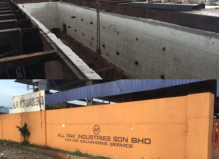 馬來(lái)西亞熱鍍鋅鍋陶瓷纖維模塊保溫項(xiàng)目